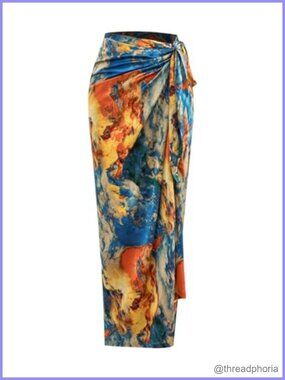 Women's Summer Wrap Maxi Skirt Twisted Knot High Waisted Long Skirt